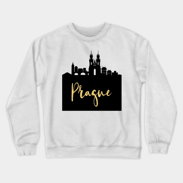 PRAGUE CZECH REPUBLIC DESIGNER SILHOUETTE SKYLINE ART Crewneck Sweatshirt by deificusArt